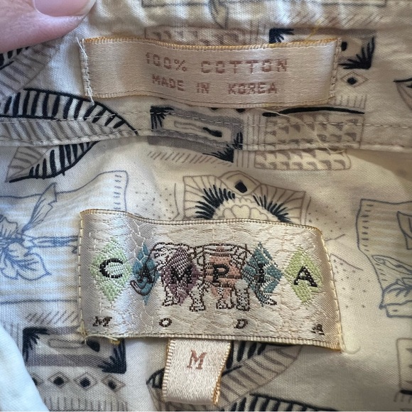 Vintage Camria Moda Button-Up Shirt M Made in Korea Abstract Floral Print 90s - Picture 2 of 5